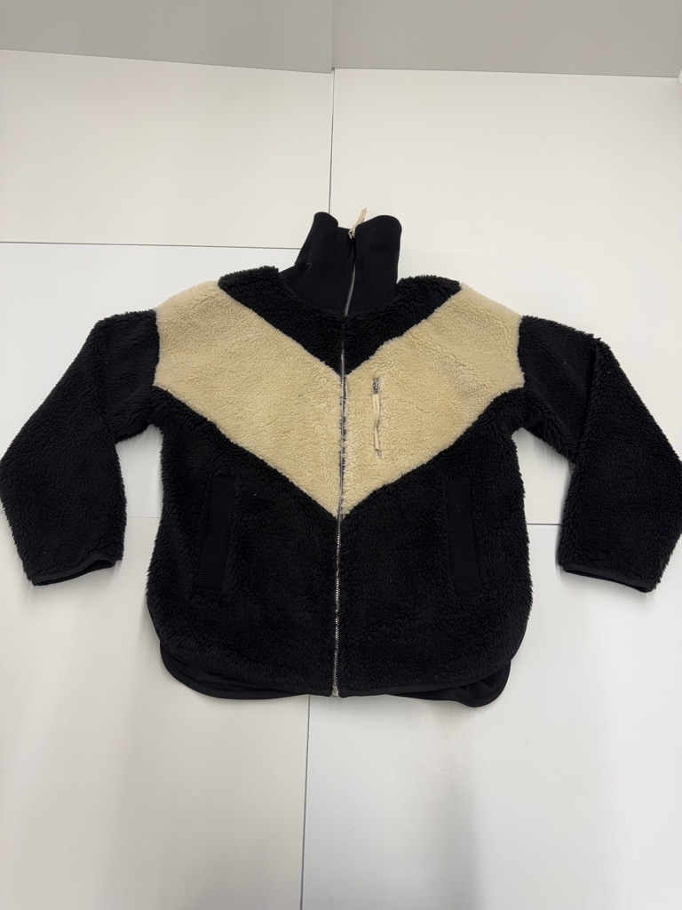 Varley Black And Cream Corson Sherpa Zip Up Jacket